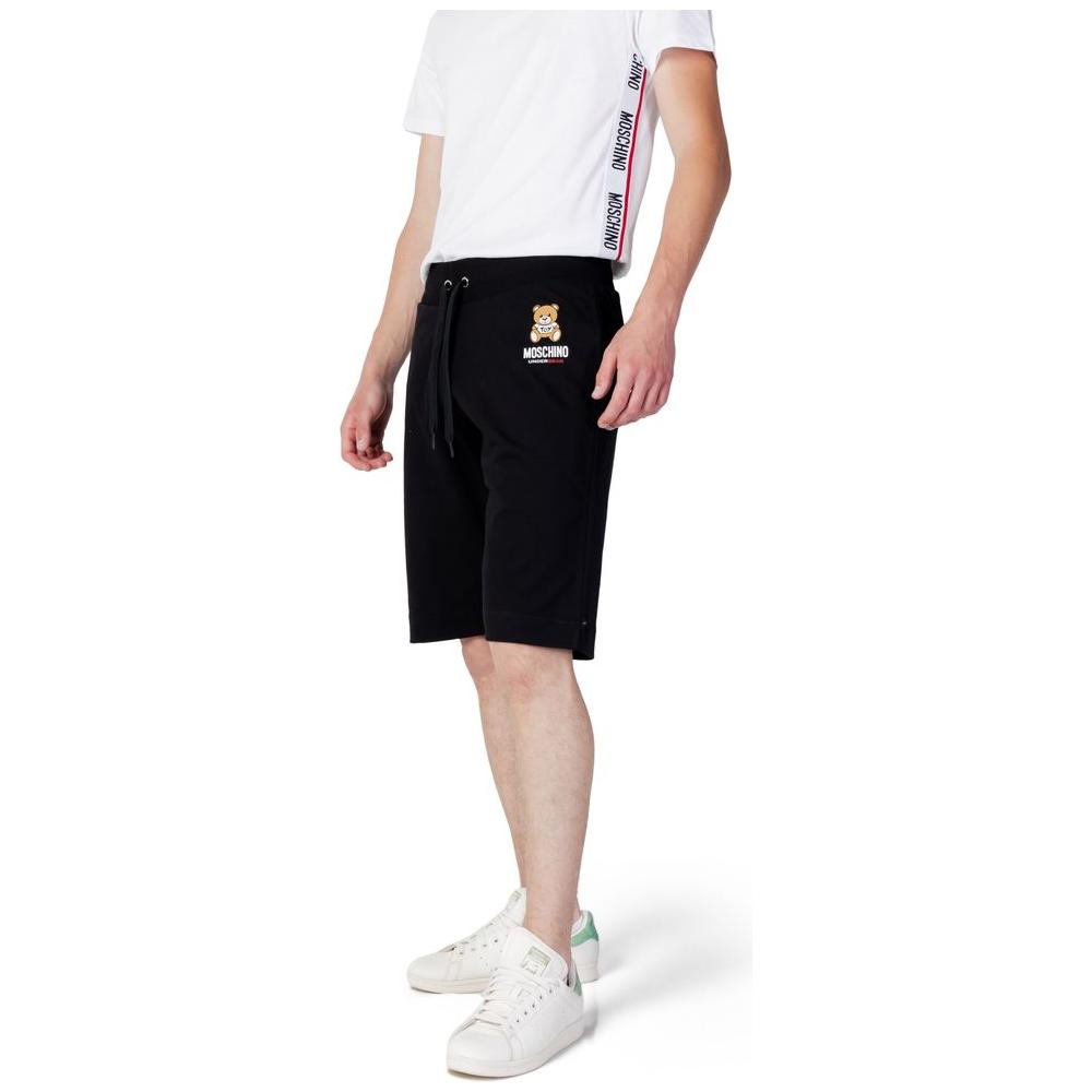 Moschino Black Cotton Short Moschino Light Gray