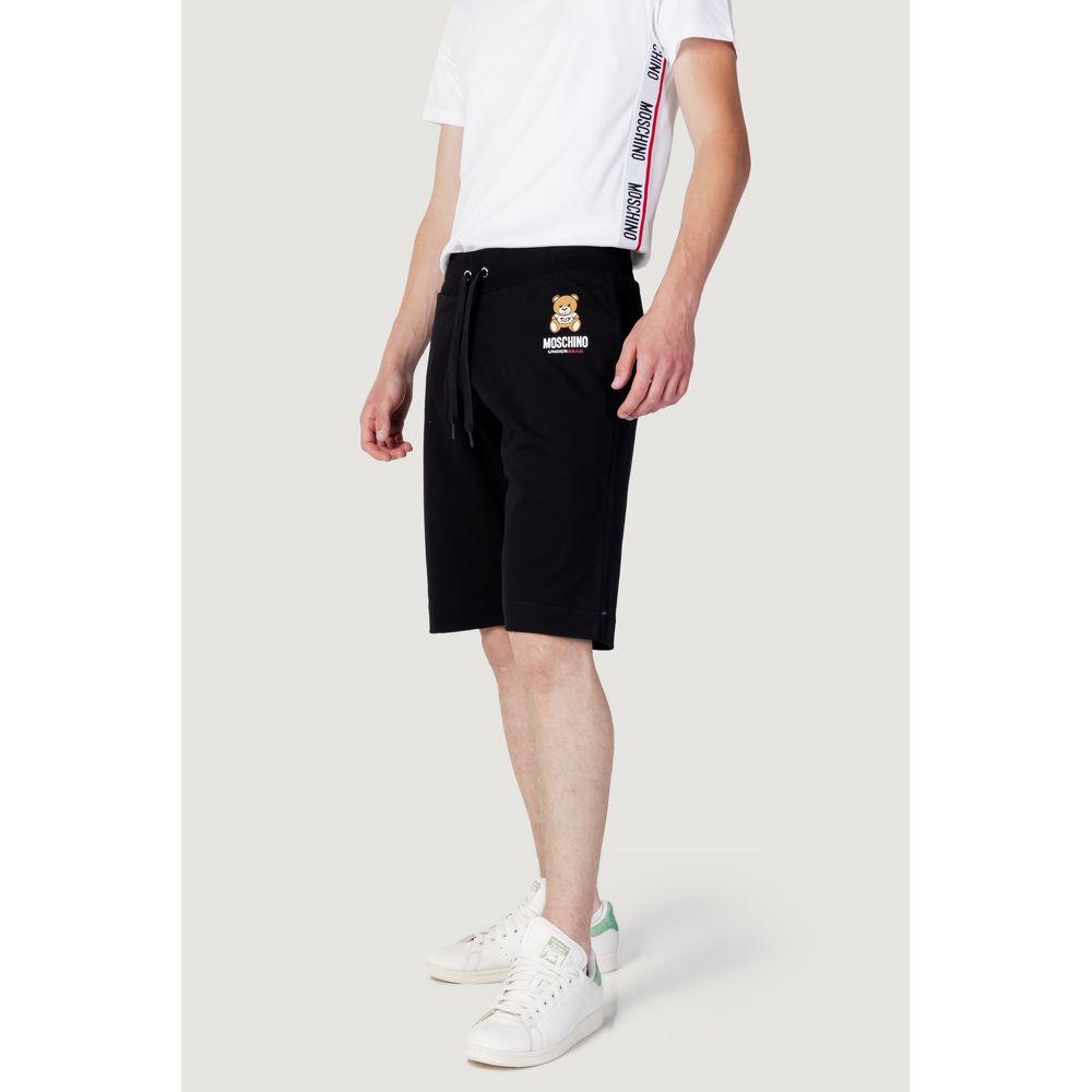 Moschino Black Cotton Short Moschino Light Gray