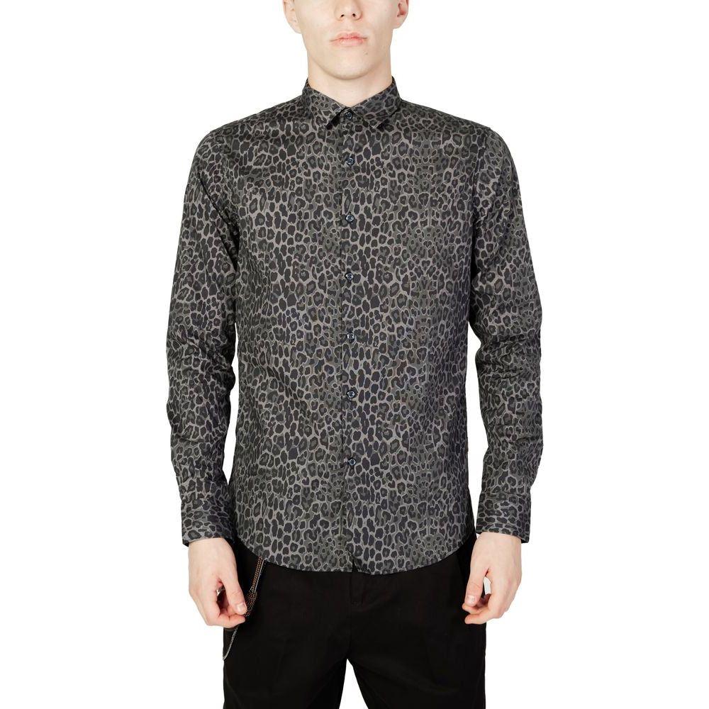 Gianni Lupo Gray Cotton Shirt Gianni Lupo Dark Slate Gray