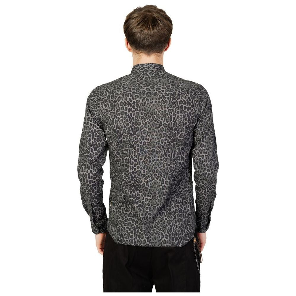 Gianni Lupo Gray Cotton Shirt Gianni Lupo Dark Slate Gray