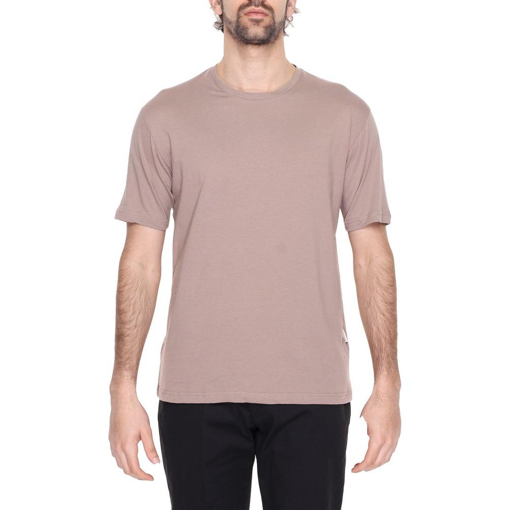 Gianni Lupo Gray Cotton T-Shirt Gianni Lupo Rosy Brown