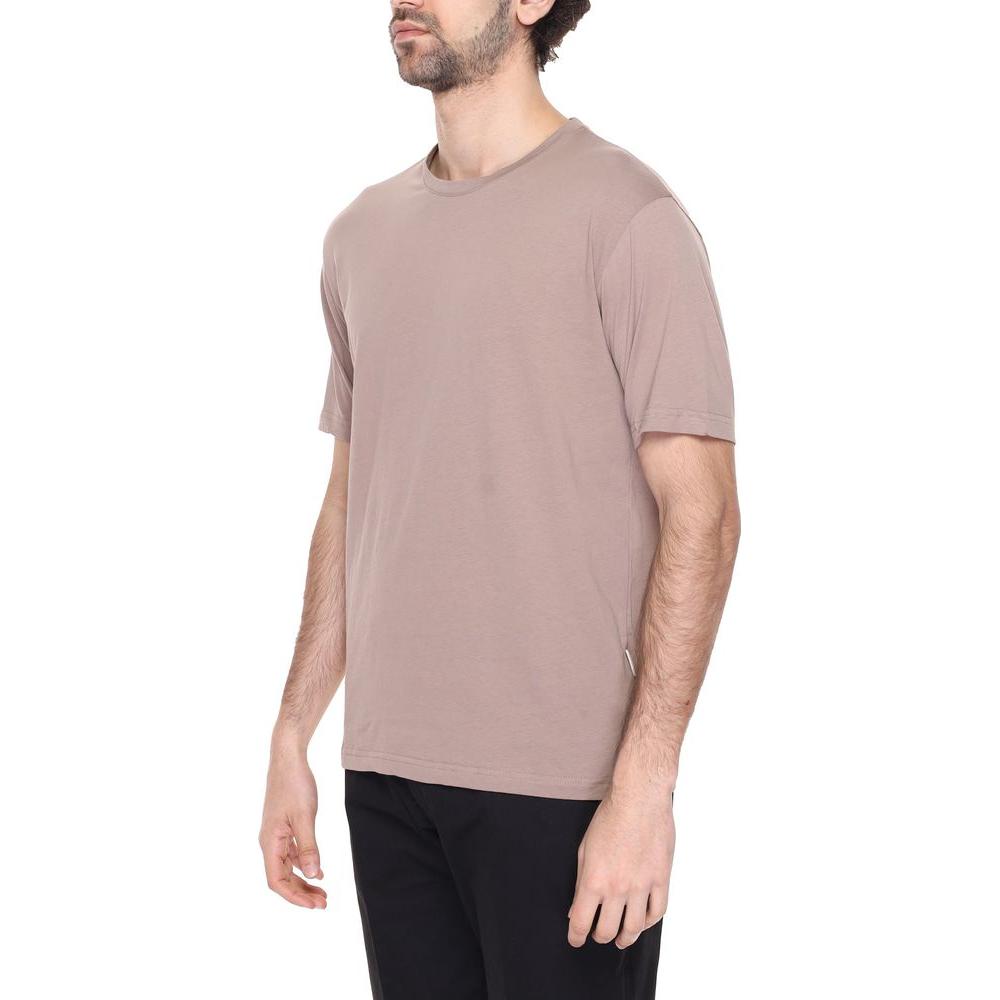 Gianni Lupo Gray Cotton T-Shirt Gianni Lupo Tan