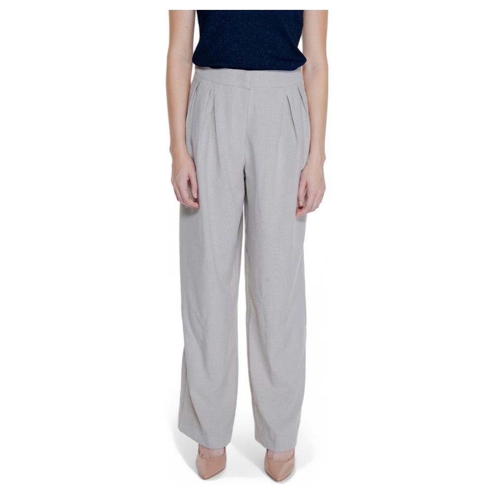 Vila Clothes Beige Polyester Jeans & Pant Vila Clothes Gray