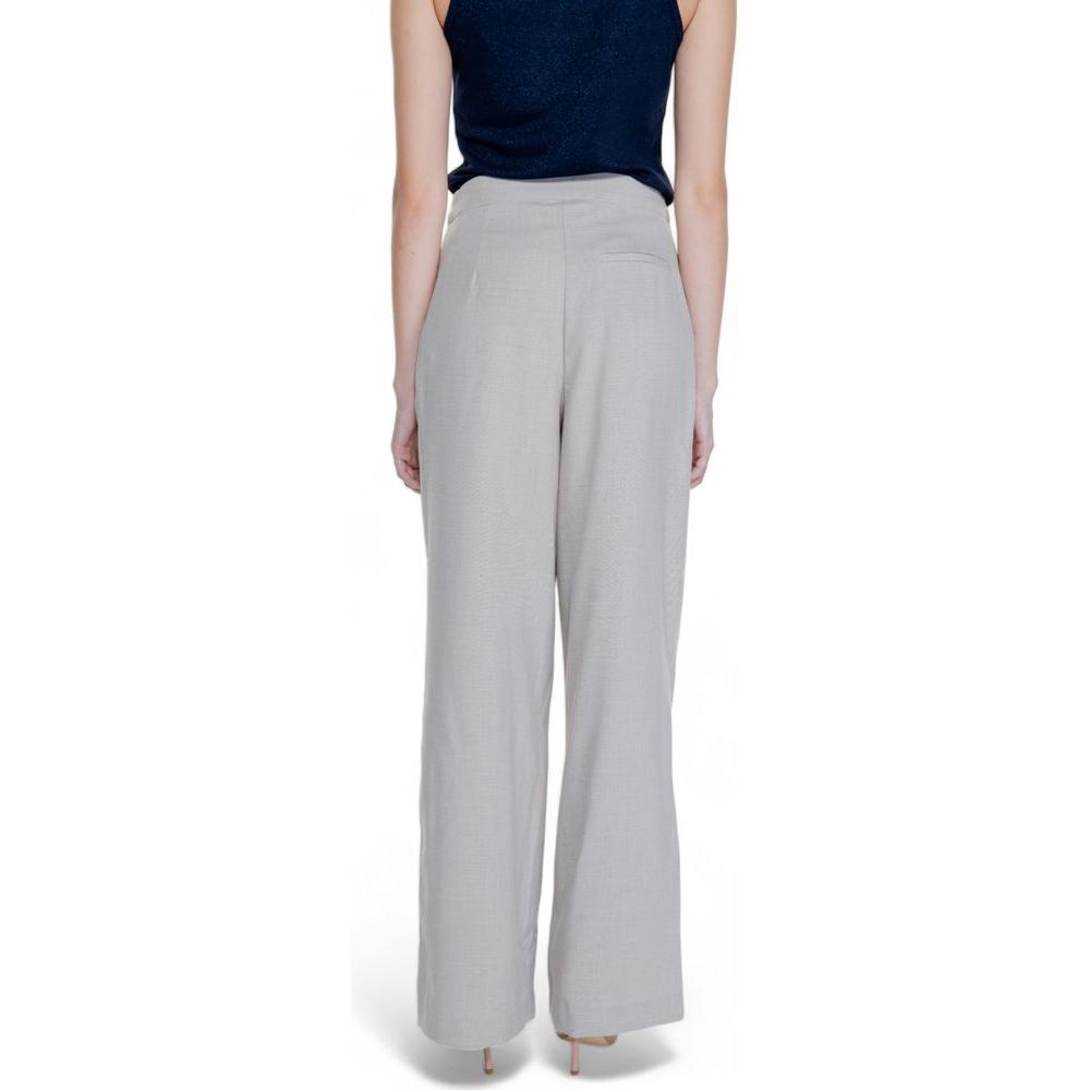 Vila Clothes Beige Polyester Jeans & Pant Vila Clothes Gray