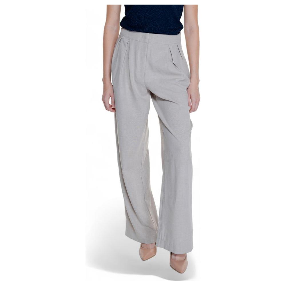 Vila Clothes Beige Polyester Jeans & Pant Vila Clothes Gray