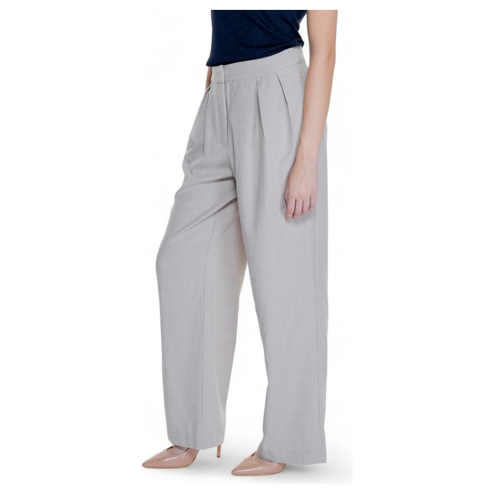 Vila Clothes Beige Polyester Jeans & Pant Vila Clothes Gray