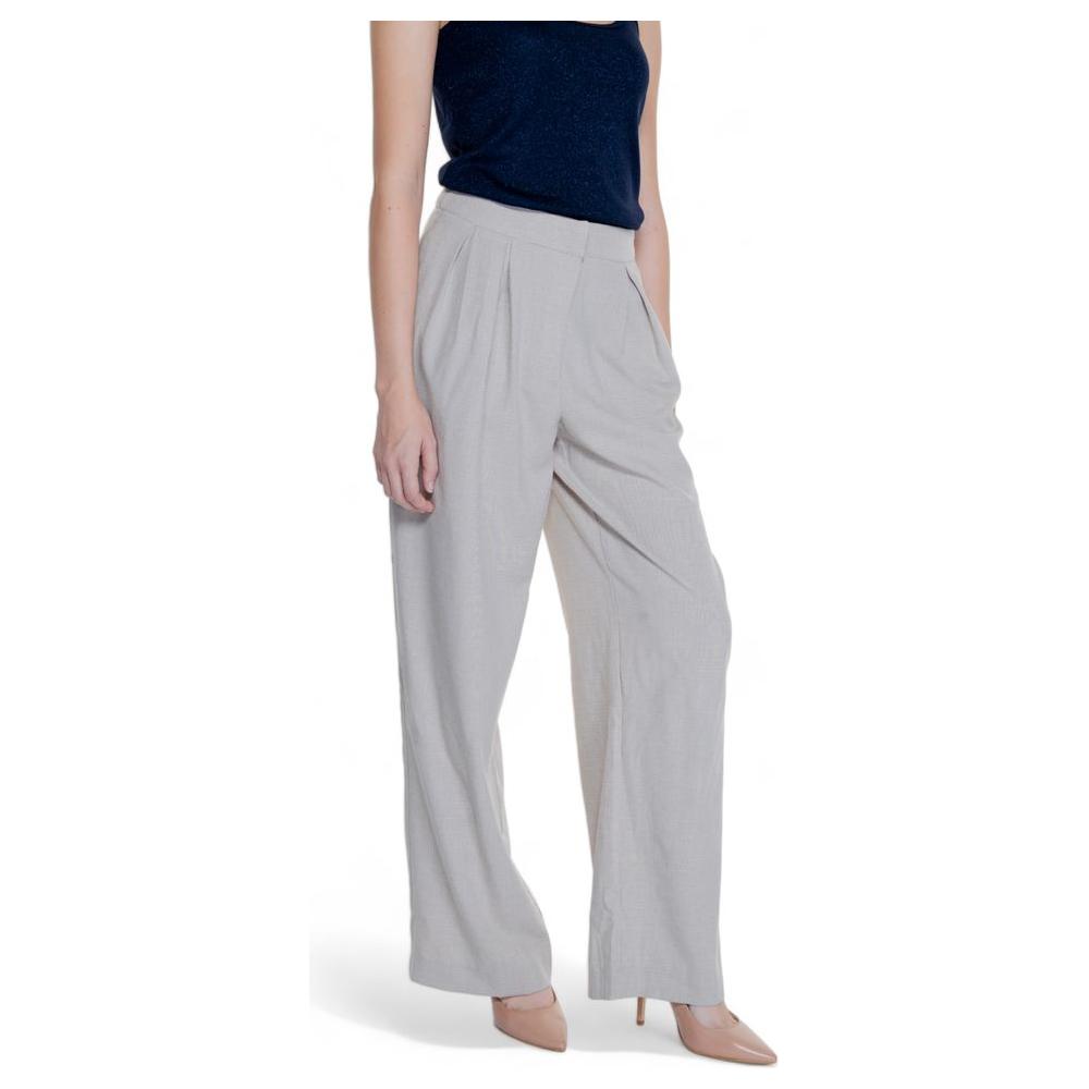 Vila Clothes Beige Polyester Jeans & Pant Vila Clothes Gray