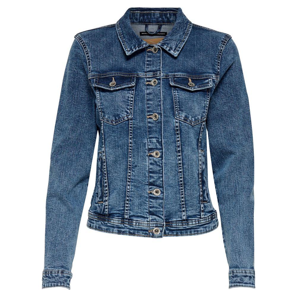 Only Blue Cotton Jackets & Coat Only Dark Slate Blue