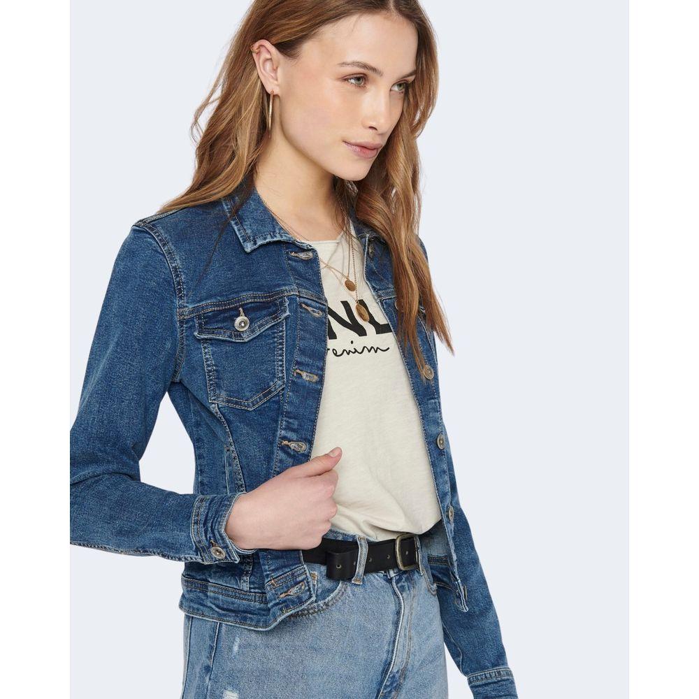 Only Blue Cotton Jackets & Coat Only Light Gray