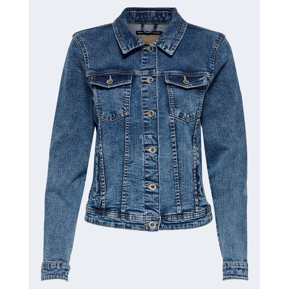 Only Blue Cotton Jackets & Coat Only Dark Slate Blue