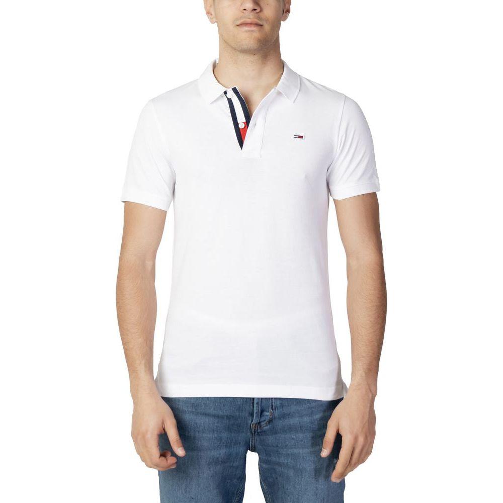 Tommy Hilfiger Jeans White Cotton Polo Shirt Tommy Hilfiger Jeans