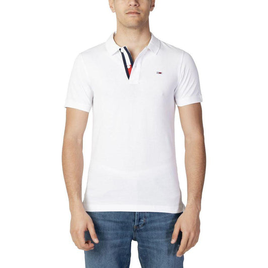 Tommy Hilfiger Jeans White Cotton Polo Shirt Tommy Hilfiger Jeans