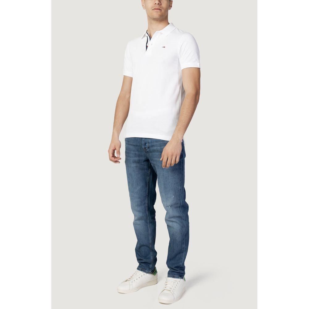 Tommy Hilfiger Jeans White Cotton Polo Shirt Tommy Hilfiger Jeans