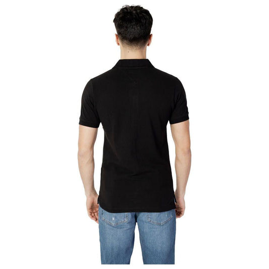 Tommy Hilfiger Jeans Black Cotton Polo Shirt Tommy Hilfiger Jeans