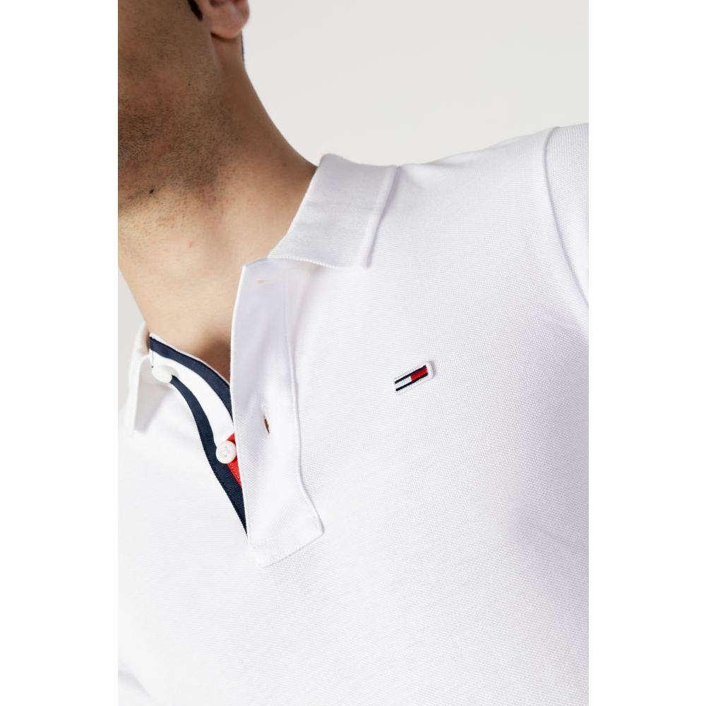 Tommy Hilfiger Jeans White Cotton Polo Shirt Tommy Hilfiger Jeans