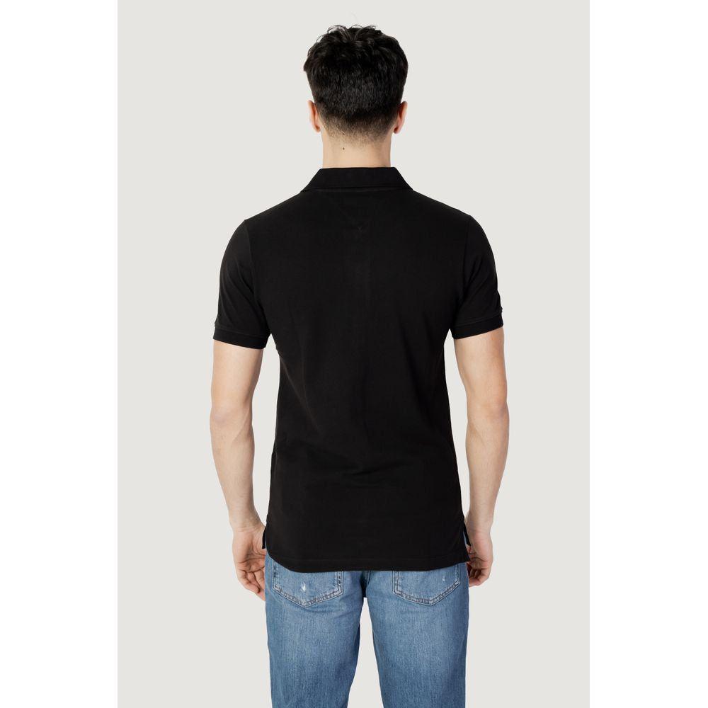 Tommy Hilfiger Jeans Black Cotton Polo Shirt Tommy Hilfiger Jeans