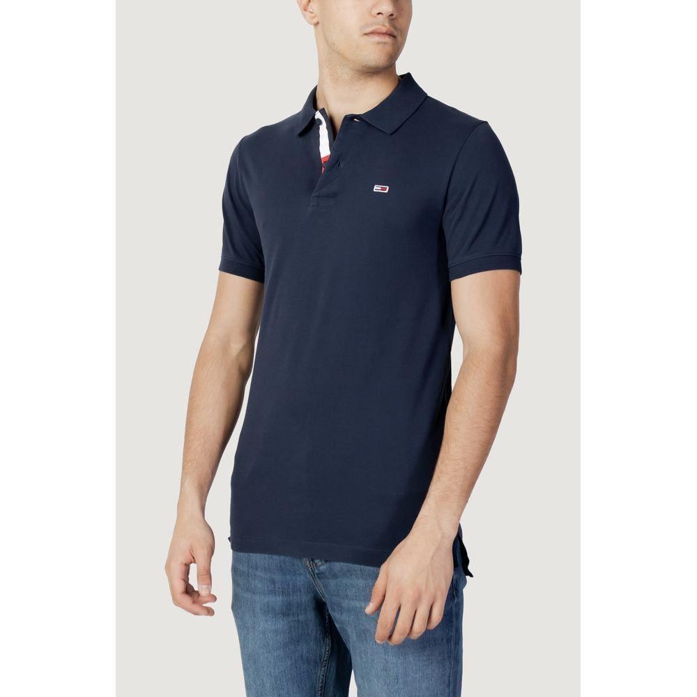 Tommy Hilfiger Jeans Blue Cotton Polo Shirt Tommy Hilfiger Jeans