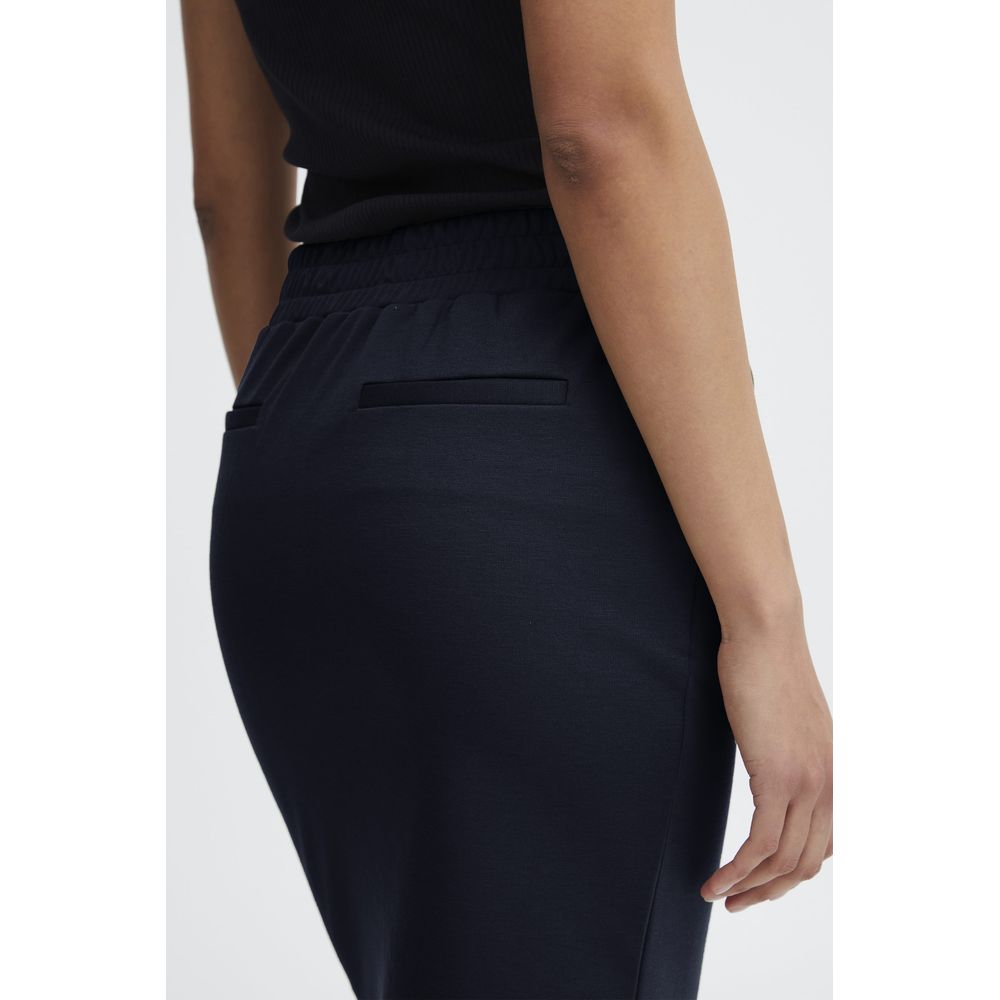 ICHI Blue Polyester Mini Skirt