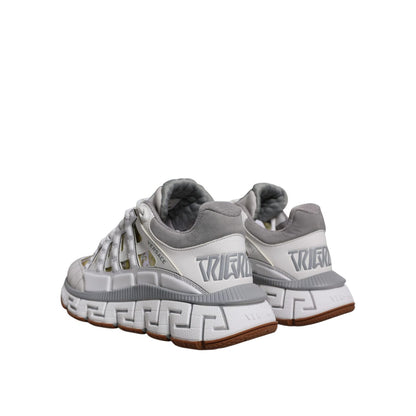 Versace White Trigreca Barocco Print Low Top Sneakers Shoes