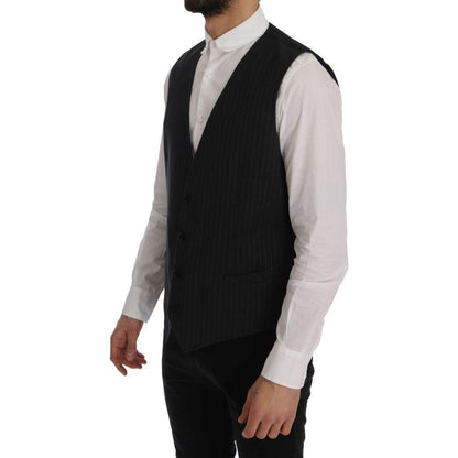 Dolce & Gabbana Gray STAFF Cotton Striped Vest