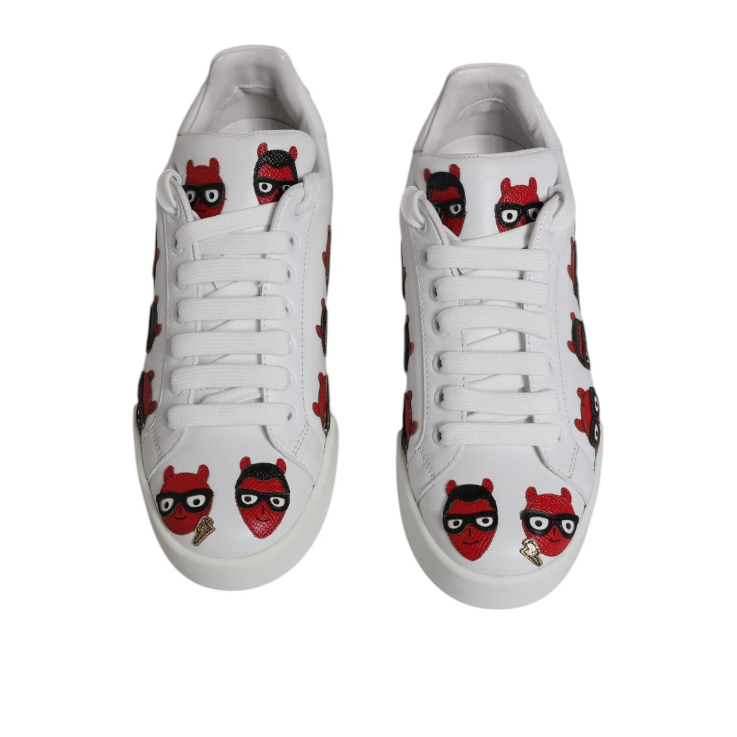Dolce & Gabbana White Devil Face Portofino Sneakers Shoes