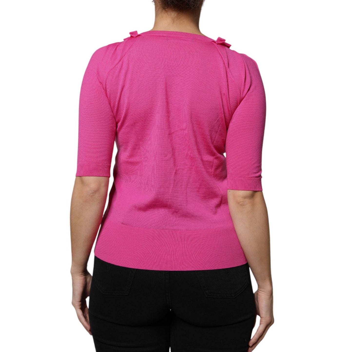 Dolce & Gabbana Pink Wool Button Down Cardigan Sweater