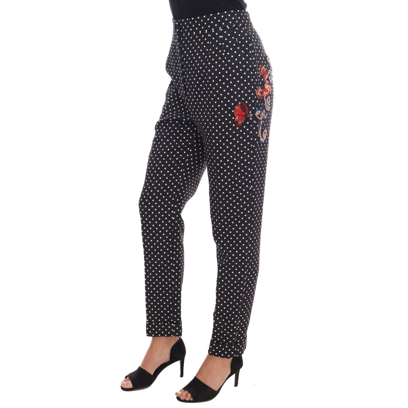 Dolce & Gabbana Elegant Polka Dot Embellished Trousers Jeans & Pants Dolce & Gabbana