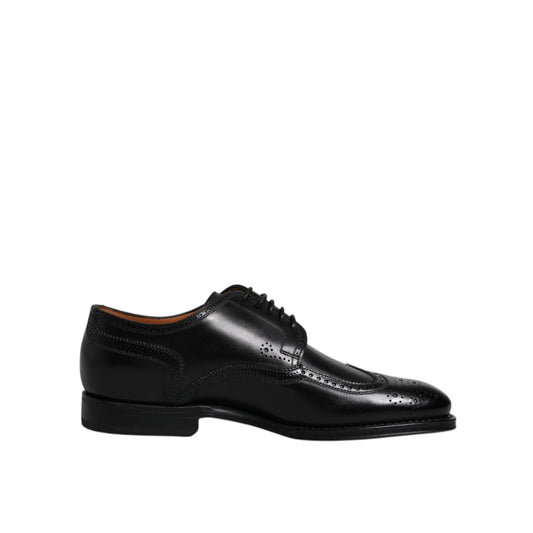 Dolce & Gabbana Black Leather Derby Wingtip Formal Shoes
