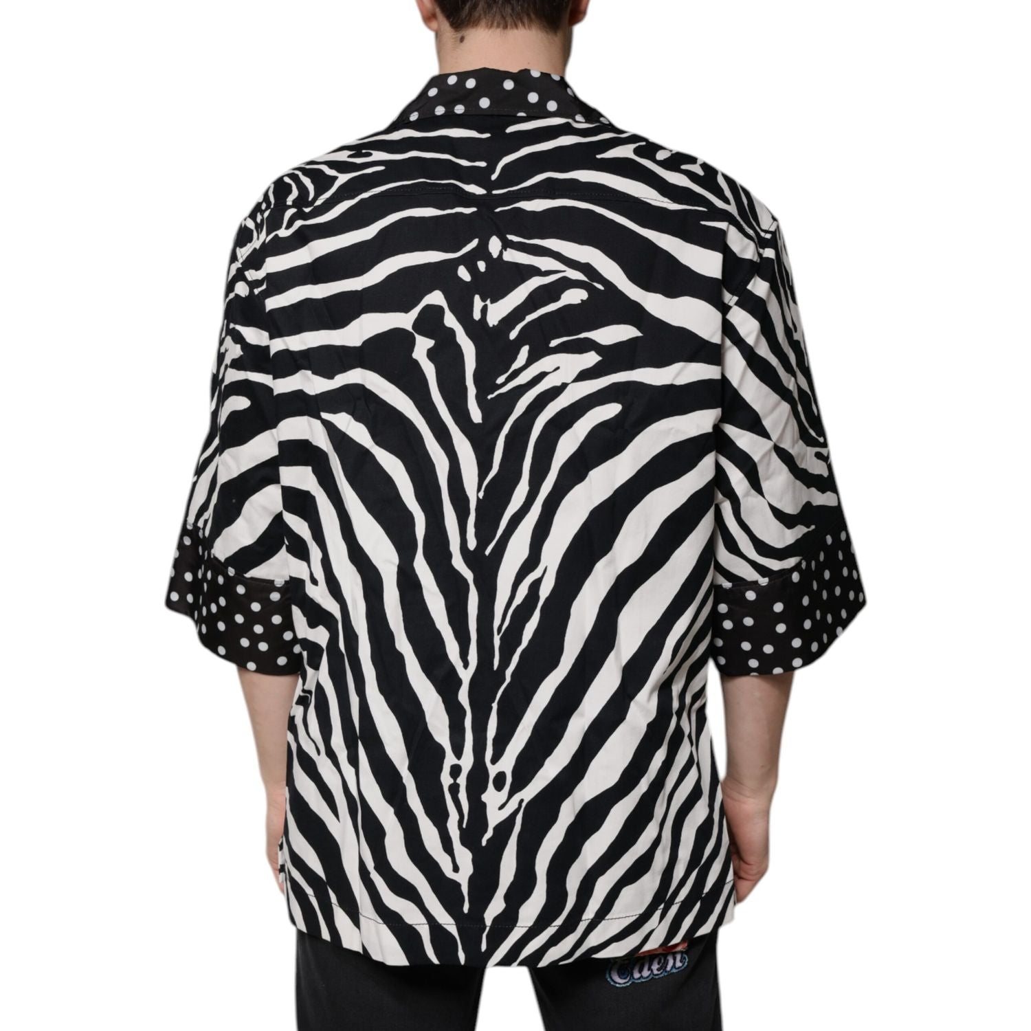 Dolce & Gabbana Black White Zebra Button Down Oversize Shirt