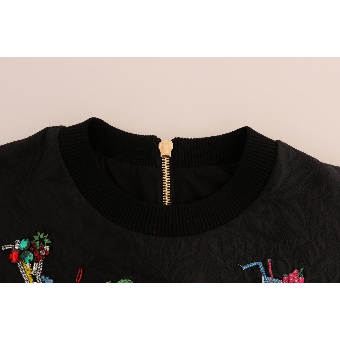 Dolce & Gabbana Enchanted Crystal Embellished Black Sweater Dolce & Gabbana