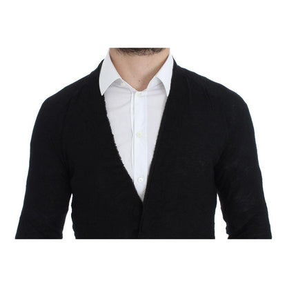 Costume National Black Fine Wool Button Cardigan