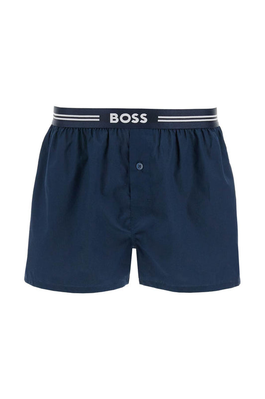 Boss set 3 boxer uomo cotone blu scuro righe quadretti vita elastica aw2024 Beachwear & underwear Boss