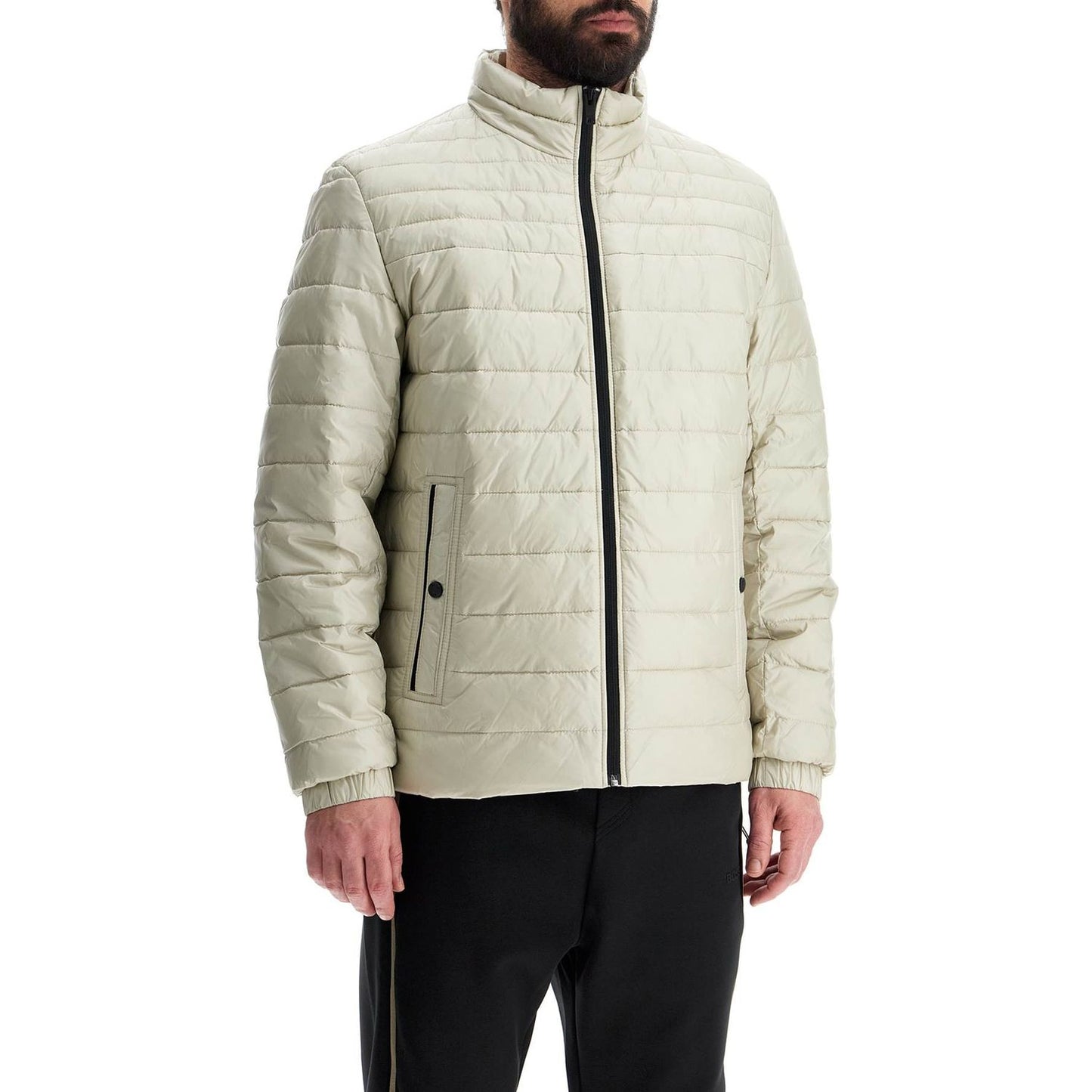 Boss light beige quilted jacket with zip