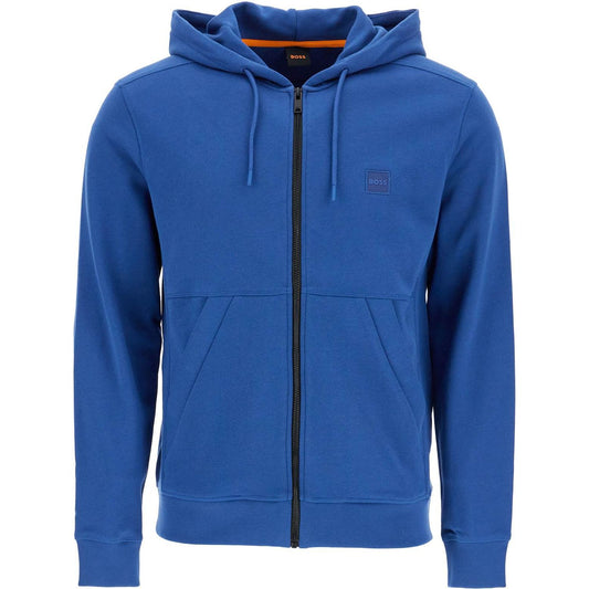 Boss blue regular fit zip hoodie long sleeve