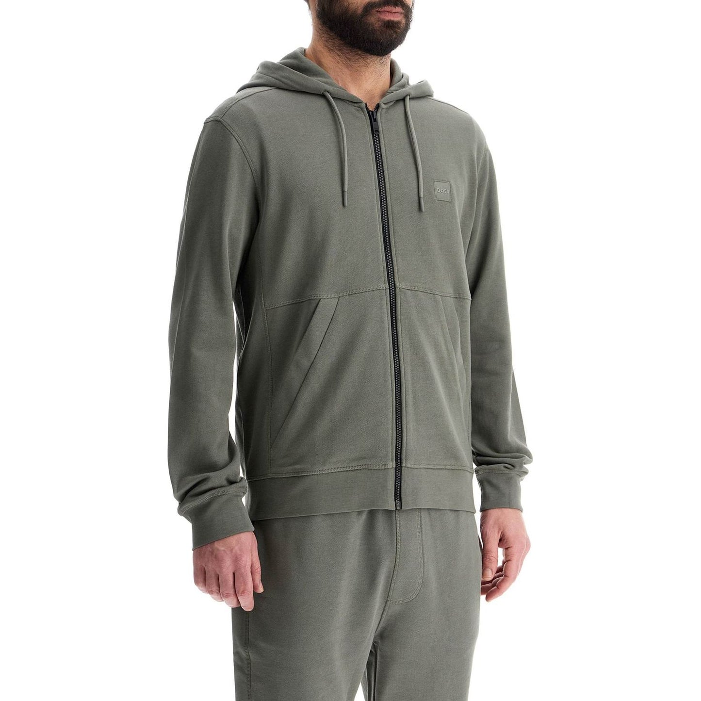 Boss regular fit gray zip-up hoodie