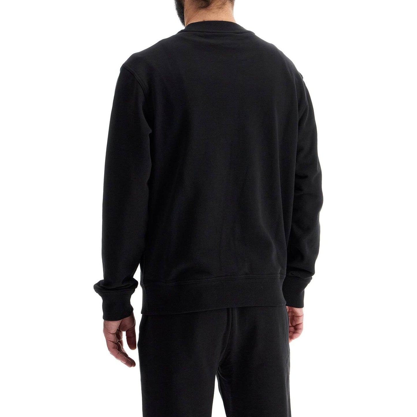 Boss men's black cotton sweatshirt with long sleeves and round neck