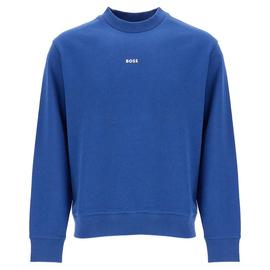 Boss men's crew neck cotton sweatshirt blue long sleeves