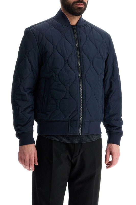 Boss dark blue slim fit quilted down jacket with wavy pattern Jackets Boss