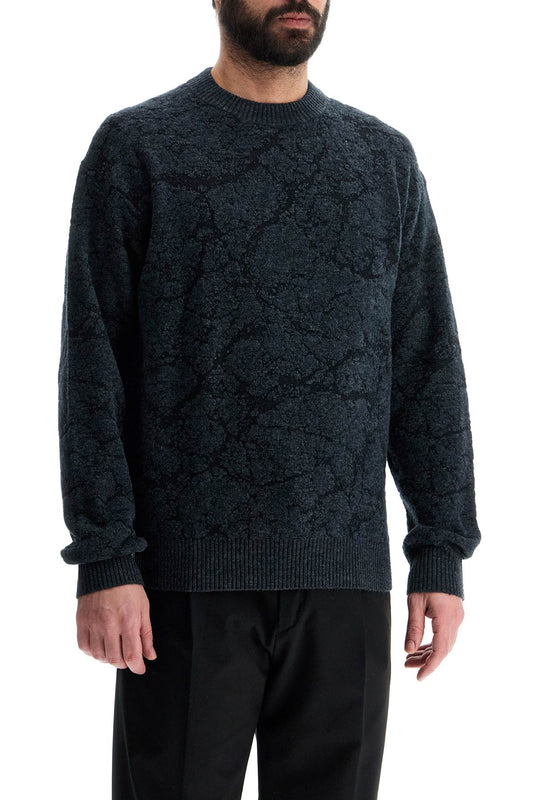 Boss men's black wool sweater with wide neck regular fit Knitwear Boss