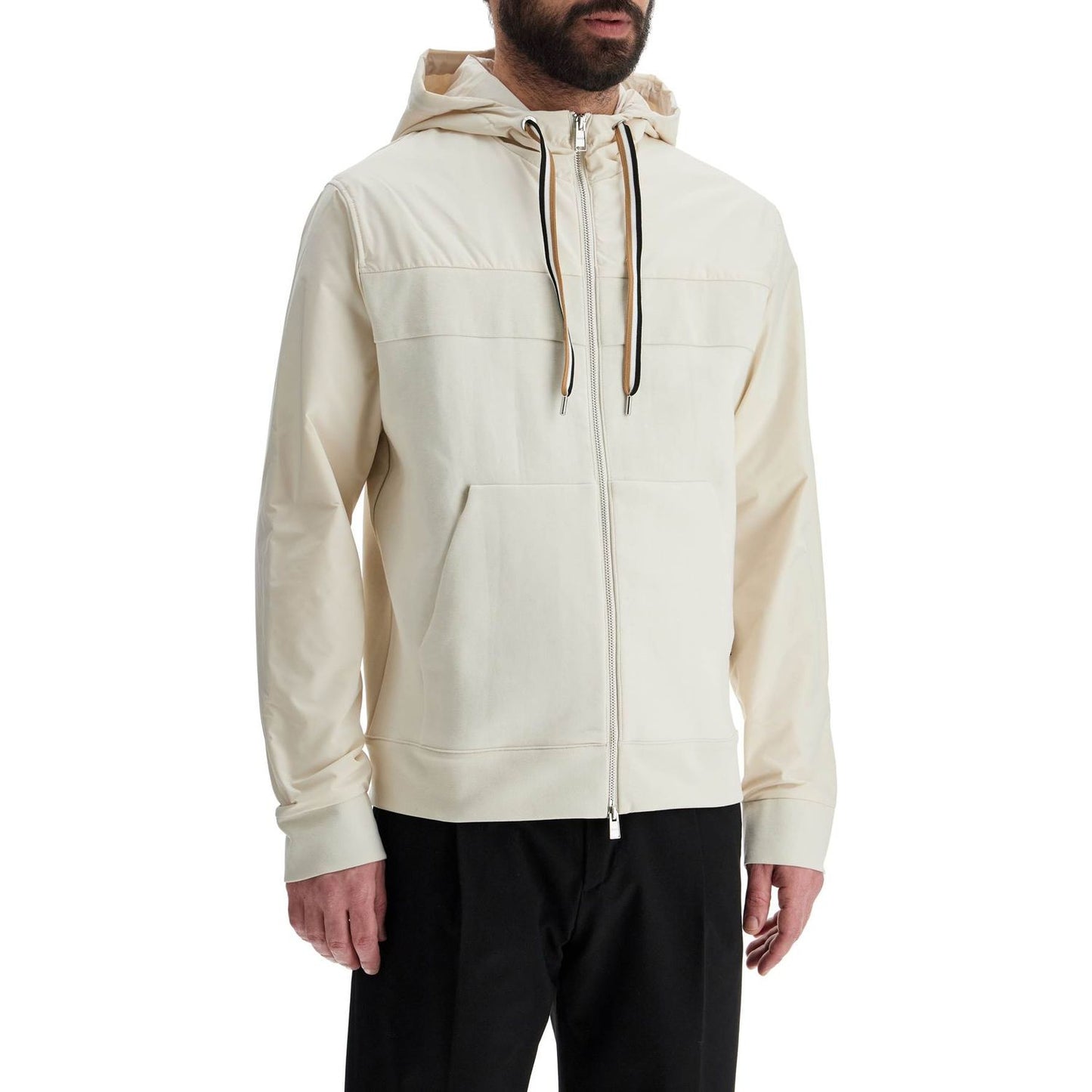 Boss white slim fit zip-up hoodie