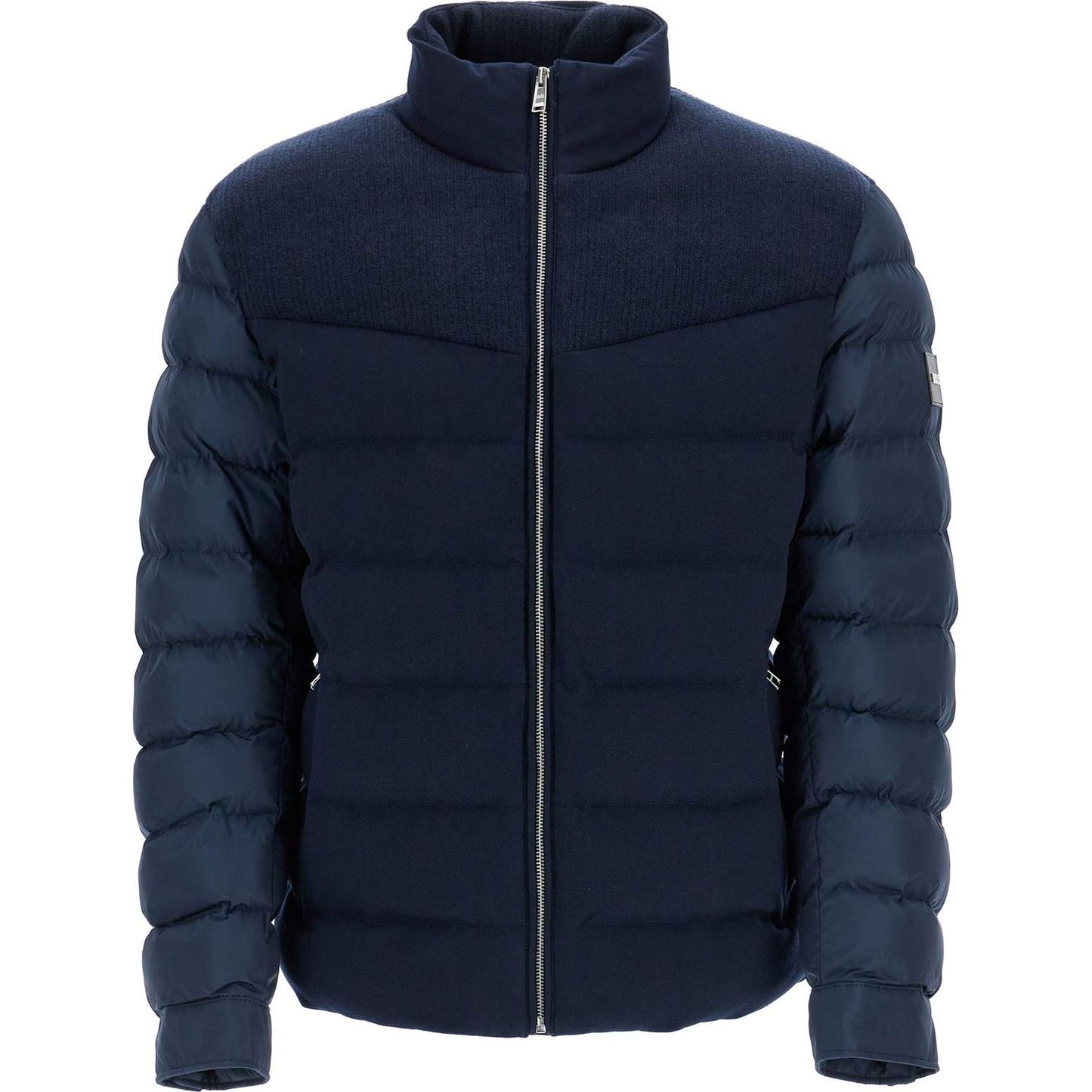 Boss dark blue high collar padded coat h-clanello