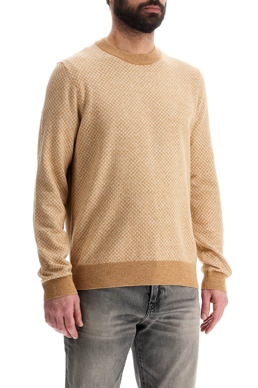 Boss maglia h-eltoro rombo beige medio lana e cotone collo rotondo manica lunga Knitwear Boss