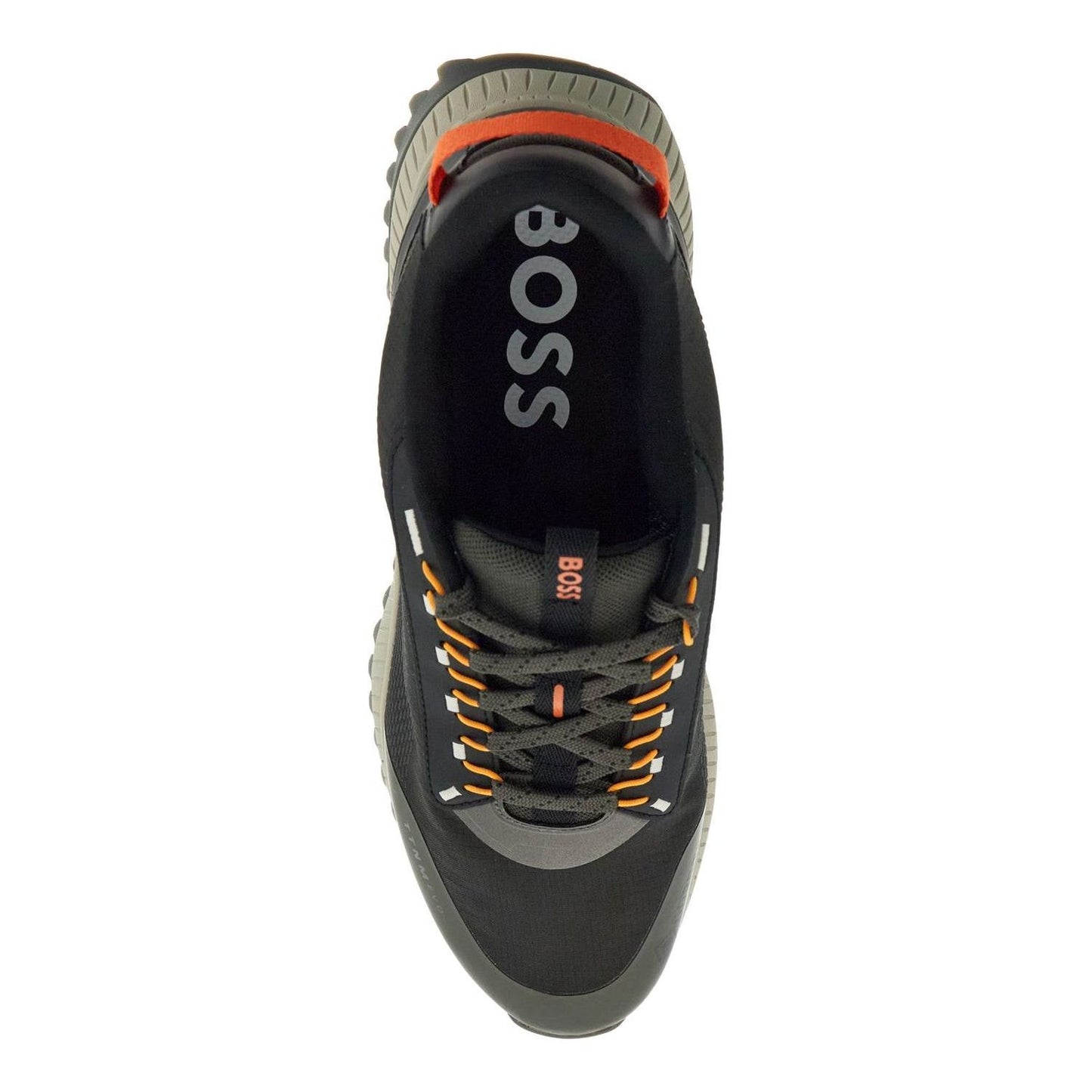 Boss dark grey breathable sneakers with orange details ttnm evo_runn_rsgtx