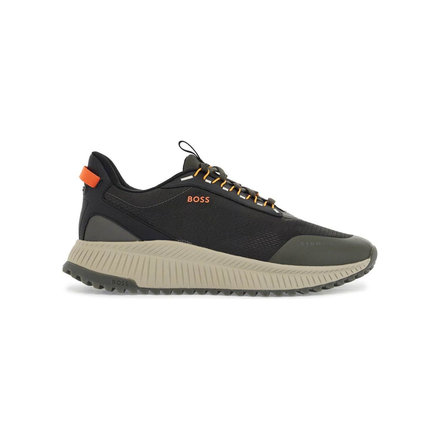 Boss dark grey breathable sneakers with orange details ttnm evo_runn_rsgtx