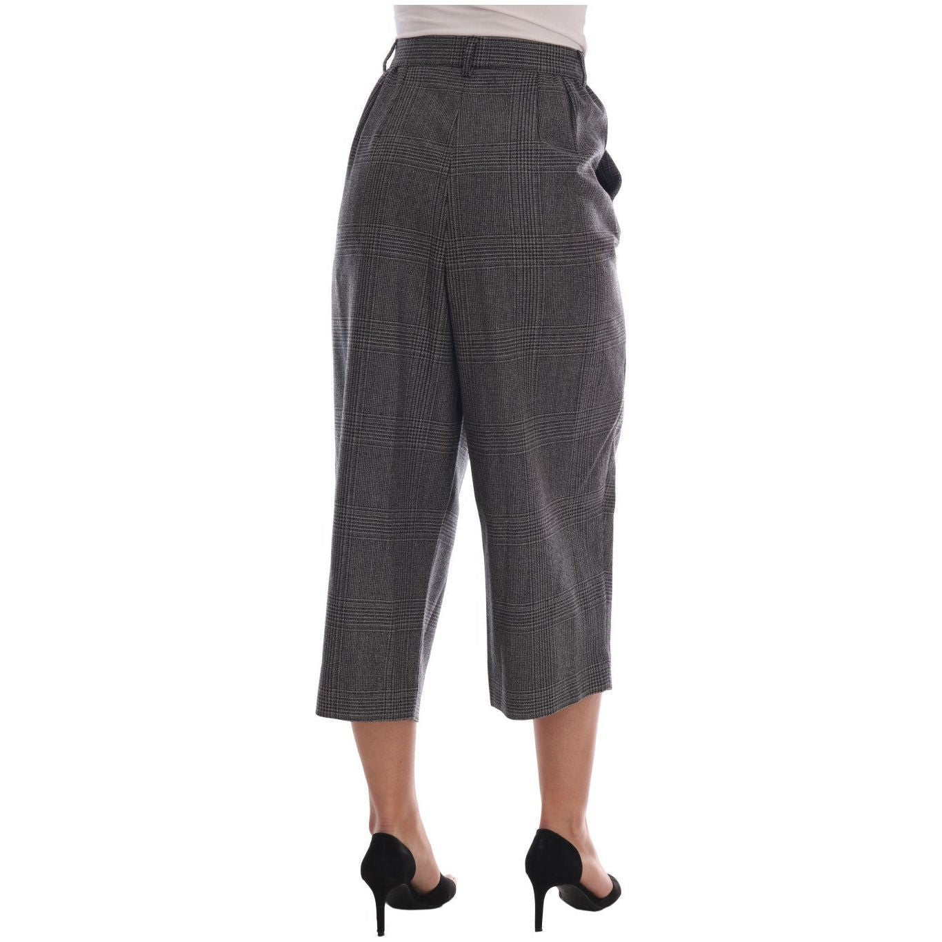 Dolce & Gabbana Elegant Gray Check Capri Wool Pants Dolce & Gabbana