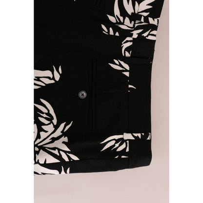 Dolce & Gabbana Black Tree Cotton Stretch Pants