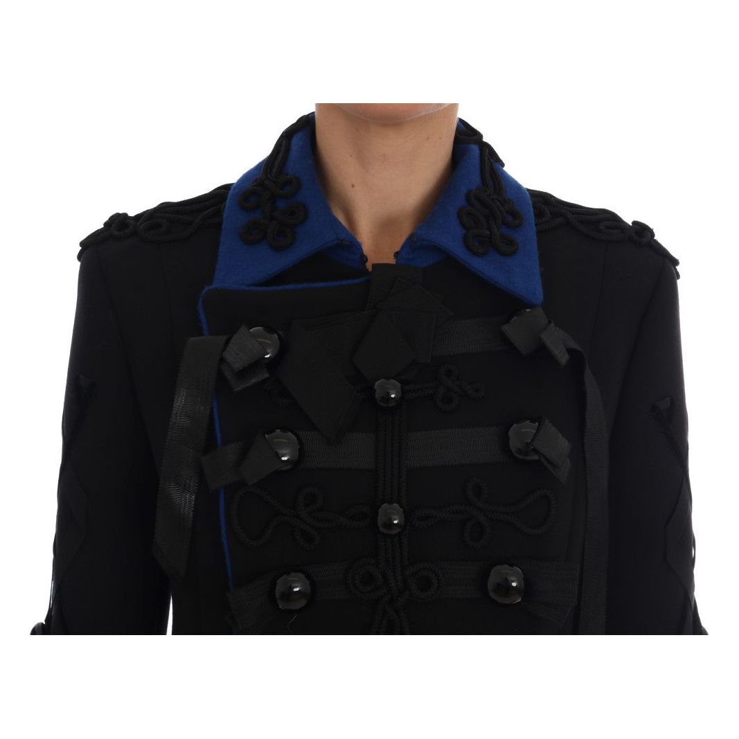 Dolce & Gabbana Chic Black & Blue Short Trench Jacket Dolce & Gabbana