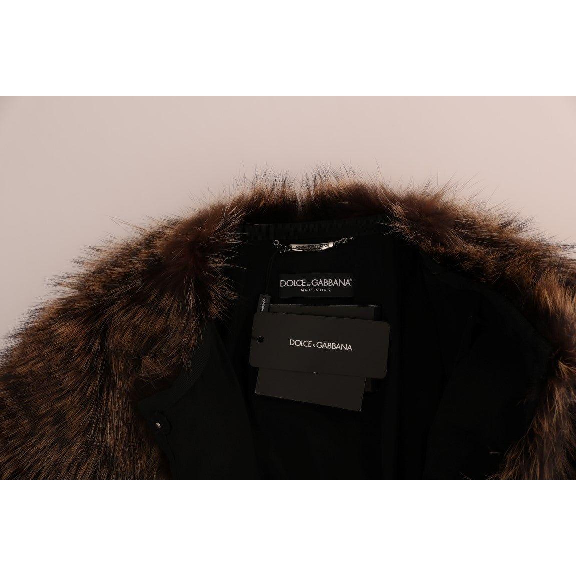 Dolce & Gabbana Brown Raccoon Fur Coat Jacket
