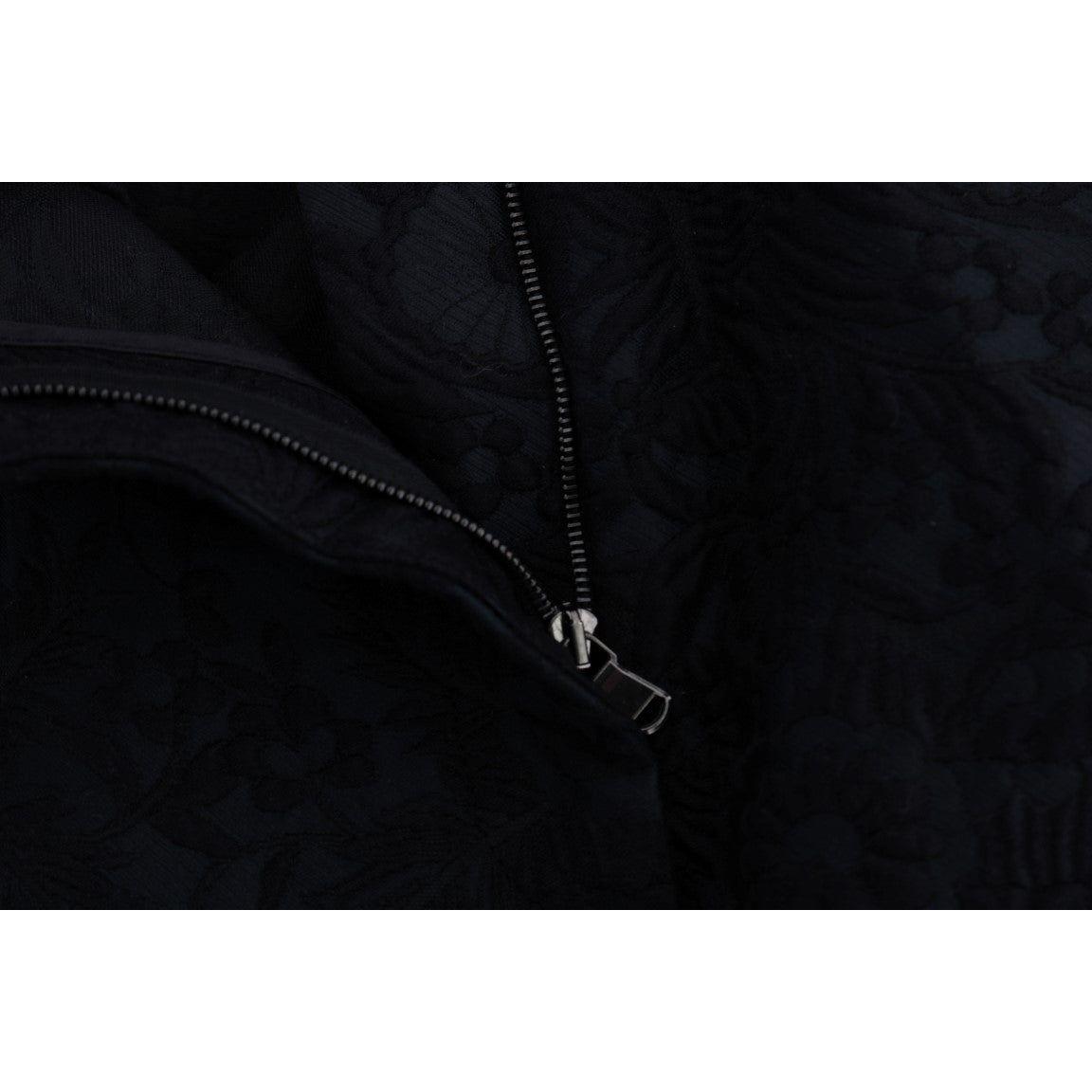 Dolce & Gabbana Black Brocade High Waist Capri Shorts