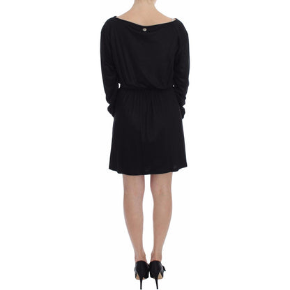Versace Jeans Black Modal Silk Shift Knee Dress